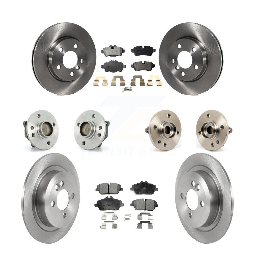Front Rear Hub Bearings Assembly Disc Brake Rotors And Semi-Metallic Pads Kit (10Pc) For Mini Cooper With 280mm Diameter Rotor 5 Lug Wheels KBB-119750 by Transit Auto