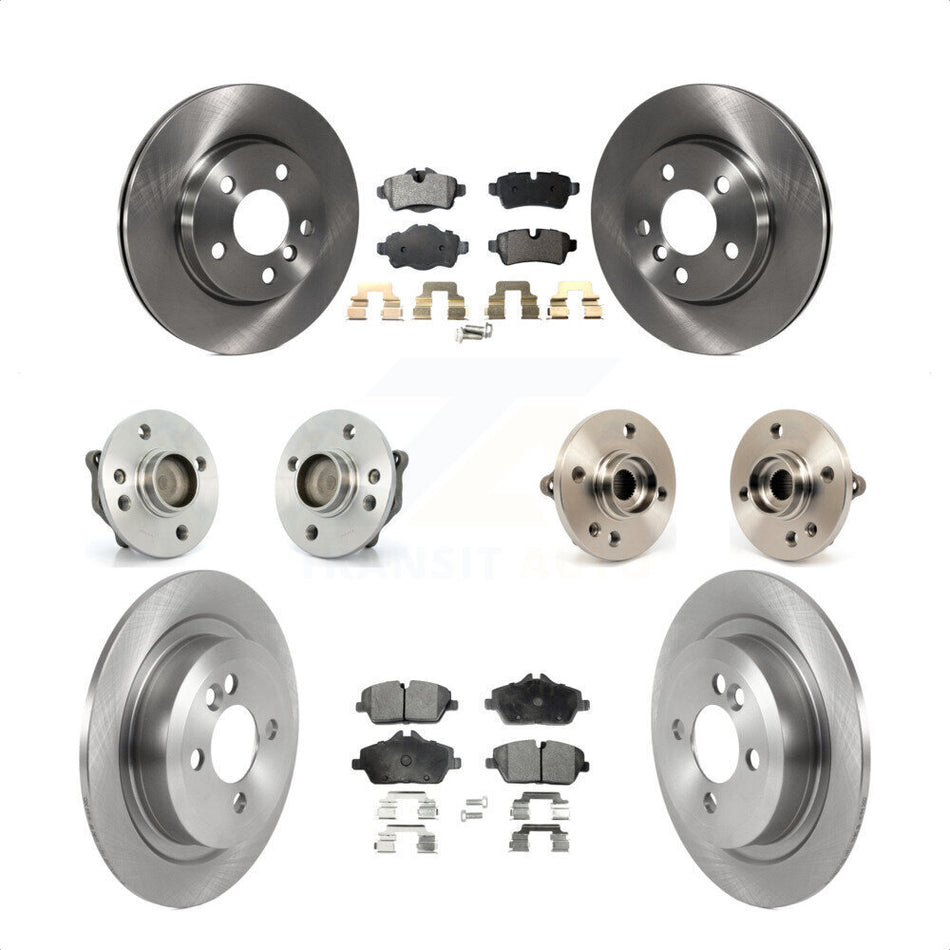 Front Rear Hub Bearings Assembly Disc Brake Rotors And Semi-Metallic Pads Kit (10Pc) For Mini Cooper With 280mm Diameter Rotor 5 Lug Wheels KBB-119750 by Transit Auto