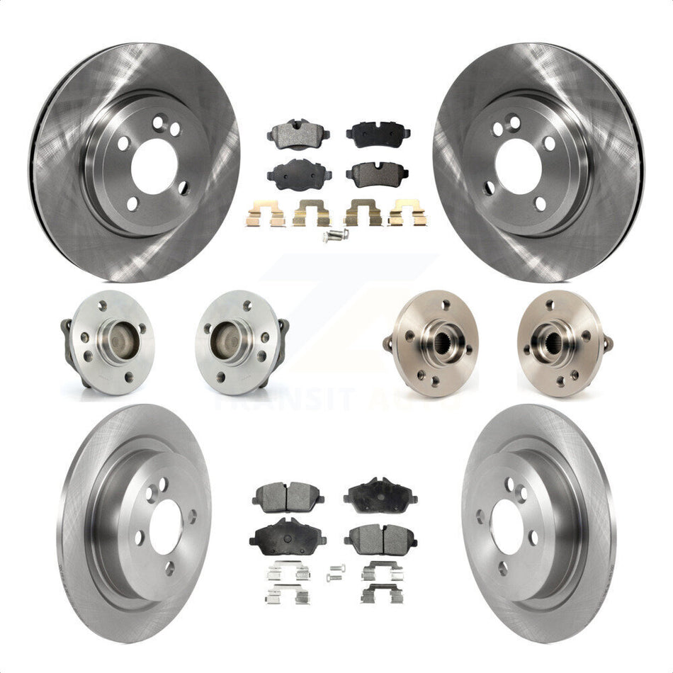 Front Rear Hub Bearings Assembly Disc Brake Rotors And Semi-Metallic Pads Kit (10Pc) For Mini Cooper KBB-119751 by Transit Auto