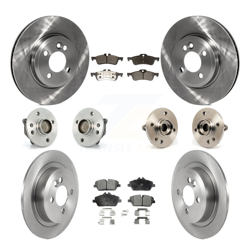 Front Rear Hub Bearings Assembly Disc Brake Rotors And Semi-Metallic Pads Kit (10Pc) For 2007-2008 Mini Cooper Convertible With 280mm Diameter Rotor KBB-119752 by Transit Auto