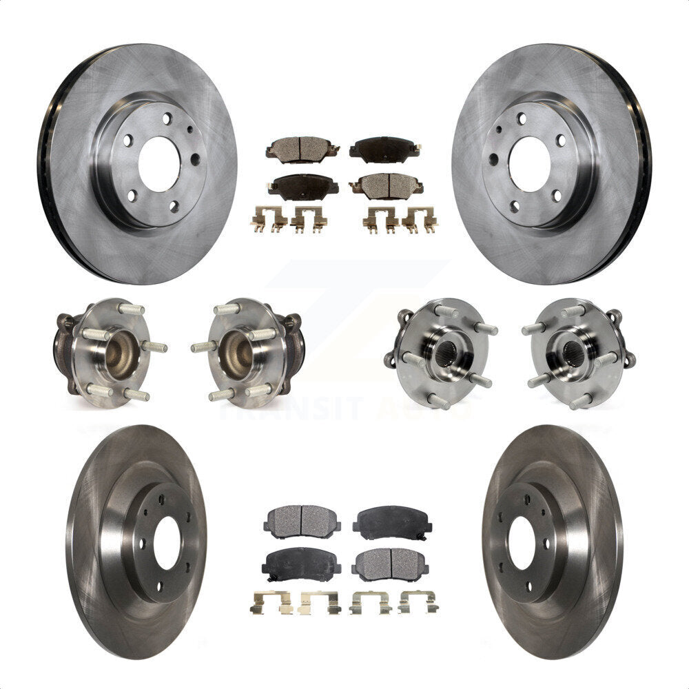 Front Rear Hub Bearings Assembly Disc Brake Rotors And Semi-Metallic Pads Kit (10Pc) For 2015 Mazda CX-5 FWD With Electric Parking KBB-119758 by Transit Auto