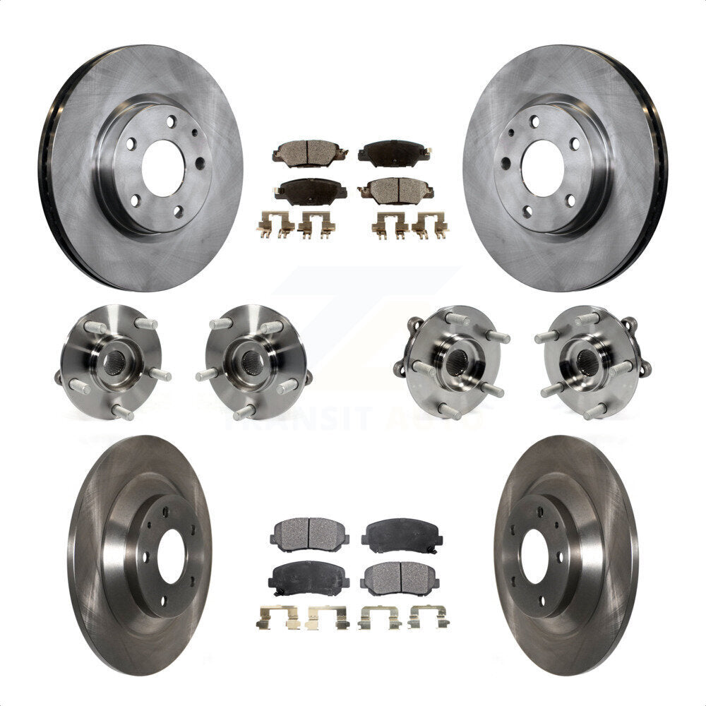 Front Rear Hub Bearings Assembly Disc Brake Rotors And Semi-Metallic Pads Kit (10Pc) For 2015 Mazda CX-5 AWD With Electric Parking KBB-119759 by Transit Auto