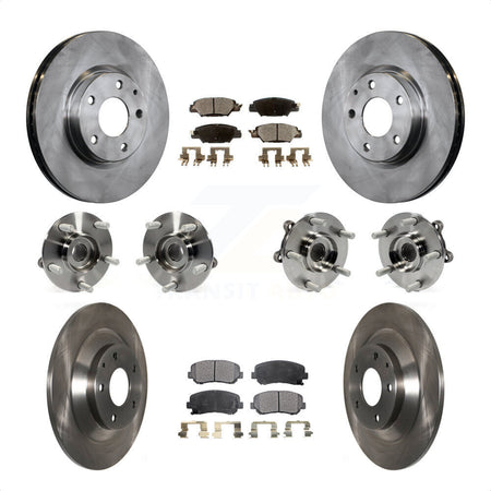 Front Rear Hub Bearings Assembly Disc Brake Rotors And Semi-Metallic Pads Kit (10Pc) For 2015 Mazda CX-5 AWD With Electric Parking KBB-119759 by Transit Auto