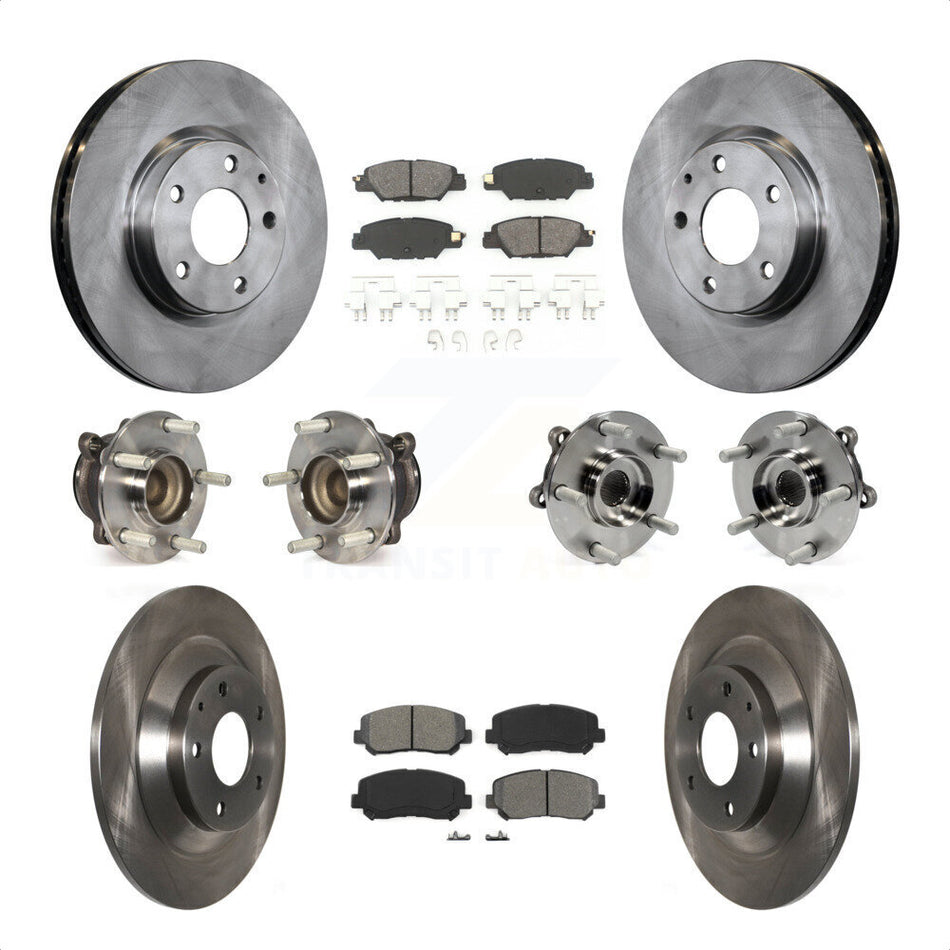Front Rear Hub Bearings Assembly Disc Brake Rotors And Semi-Metallic Pads Kit (10Pc) For 2015 Mazda CX-5 FWD With Electric Parking KBB-119769 by Transit Auto