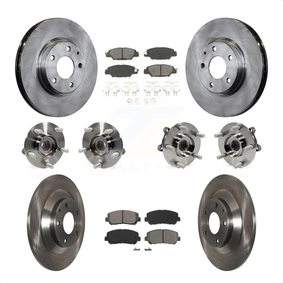 Front Rear Hub Bearings Assembly Disc Brake Rotors And Semi-Metallic Pads Kit (10Pc) For 2015 Mazda CX-5 AWD With Electric Parking KBB-119770 by Transit Auto