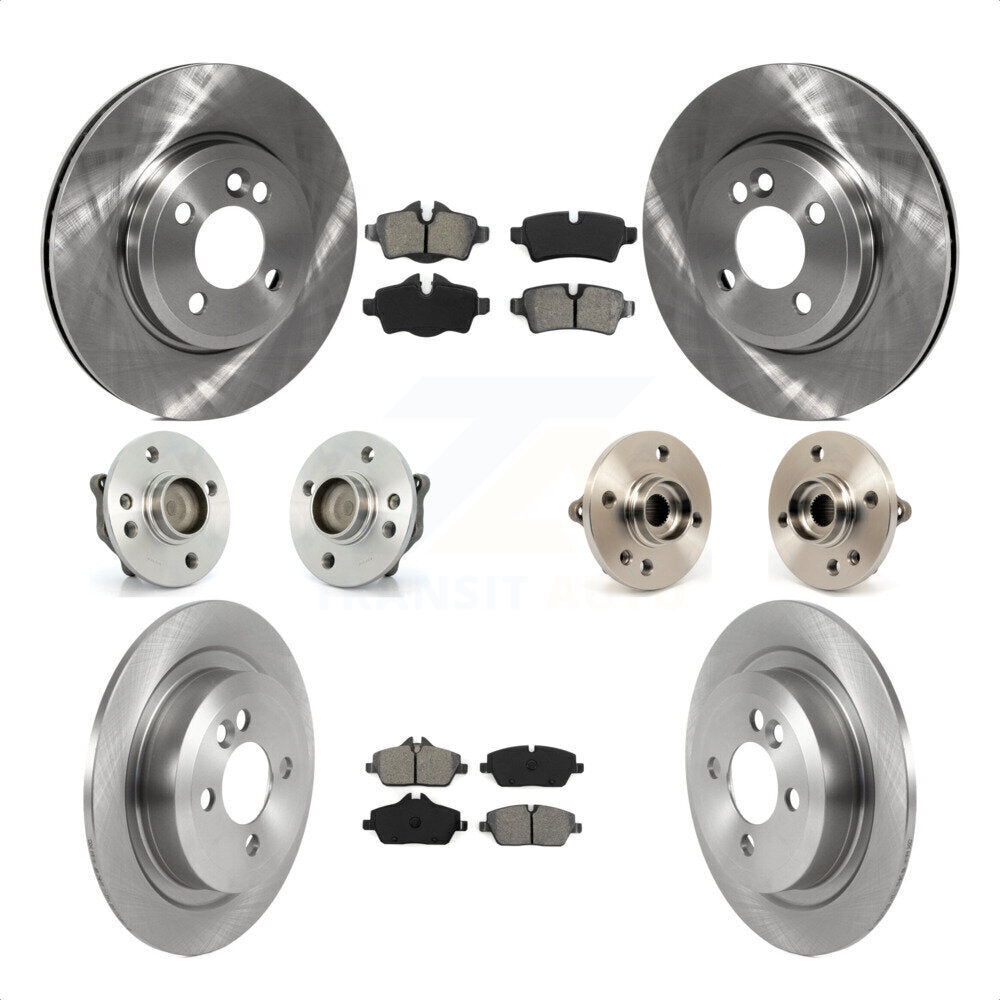 Front Rear Hub Bearings Assembly Disc Brake Rotors And Semi-Metallic Pads Kit (10Pc) For Mini Cooper KBB-119777 by Transit Auto