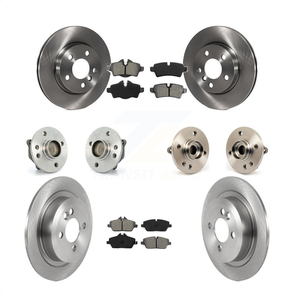 Front Rear Hub Bearings Assembly Disc Brake Rotors And Semi-Metallic Pads Kit (10Pc) For Mini Cooper With 280mm Diameter Rotor 5 Lug Wheels KBB-119778 by Transit Auto