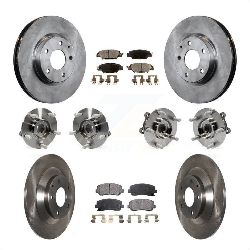 Front Rear Hub Bearings Assembly Disc Brake Rotors And Ceramic Pads Kit (10Pc) For 2015 Mazda CX-5 AWD With Electric Parking KBB-119806 by Transit Auto