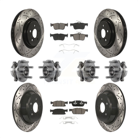 Front Rear Hub Bearings Assembly Coated Disc Brake Rotors And Ceramic Pads Kit (10Pc) For 2017 Lincoln MKX AWD With 14mm Wheel Lugs KBB-119870 by Transit Auto
