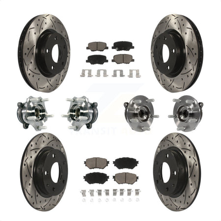Front Rear Hub Bearings Assembly Coated Disc Brake Rotors And Ceramic Pads Kit (10Pc) For Mazda 3 Sport 2.5L KBB-119882 by Transit Auto