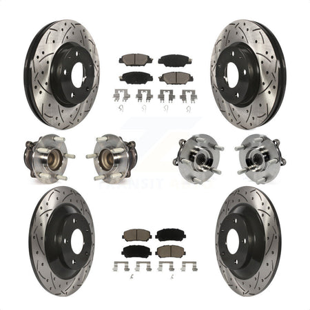 Front Rear Hub Bearings Assembly Coated Disc Brake Rotors And Ceramic Pads Kit (10Pc) For 2015 Mazda CX-5 FWD With Electric Parking KBB-119962 by Transit Auto