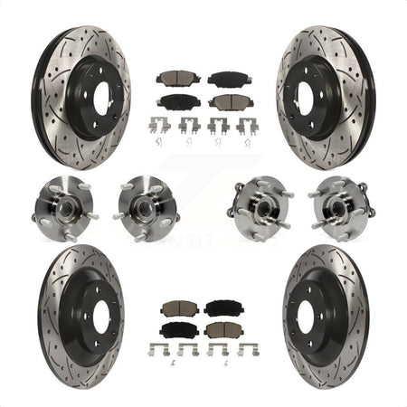 Front Rear Hub Bearings Assembly Coated Disc Brake Rotors And Ceramic Pads Kit (10Pc) For 2015 Mazda CX-5 AWD With Electric Parking KBB-119963 by Transit Auto