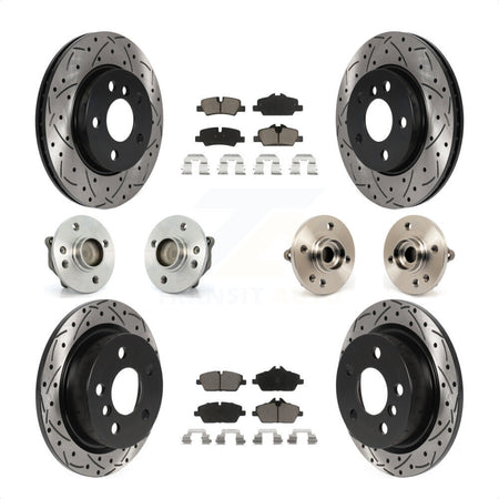 Front Rear Hub Bearing Assembly Coated Disc Brake Rotor And Ceramic Pad Kit (10Pc) For 2015 Mini Cooper Convertible with 2.0L 1.5L With 280mm Diameter 5 Lug Wheels KBB-119992 by Transit Auto