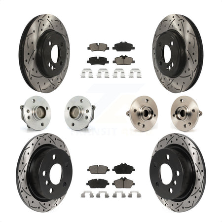 Front Rear Hub Bearing Assembly Coated Disc Brake Rotor And Ceramic Pad Kit (10Pc) For 2015 Mini Cooper Convertible with 2.0L 1.5L With 280mm Diameter 4 Lug Wheels KBB-119993 by Transit Auto