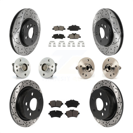 Front Rear Hub Bearing Assembly Coated Disc Brake Rotor And Ceramic Pad Kit (10Pc) For 2015 Mini Cooper Convertible with 2.0L 1.5L With 294mm Diameter 5 Lug Wheels KBB-119996 by Transit Auto