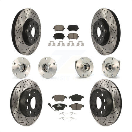 Front Rear Hub Bearings Assembly Coated Disc Brake Rotors And Ceramic Pads Kit (10Pc) For 2008 Audi A3 FWD From Chassis VIN #8P8057779 KBB-119997 by Transit Auto