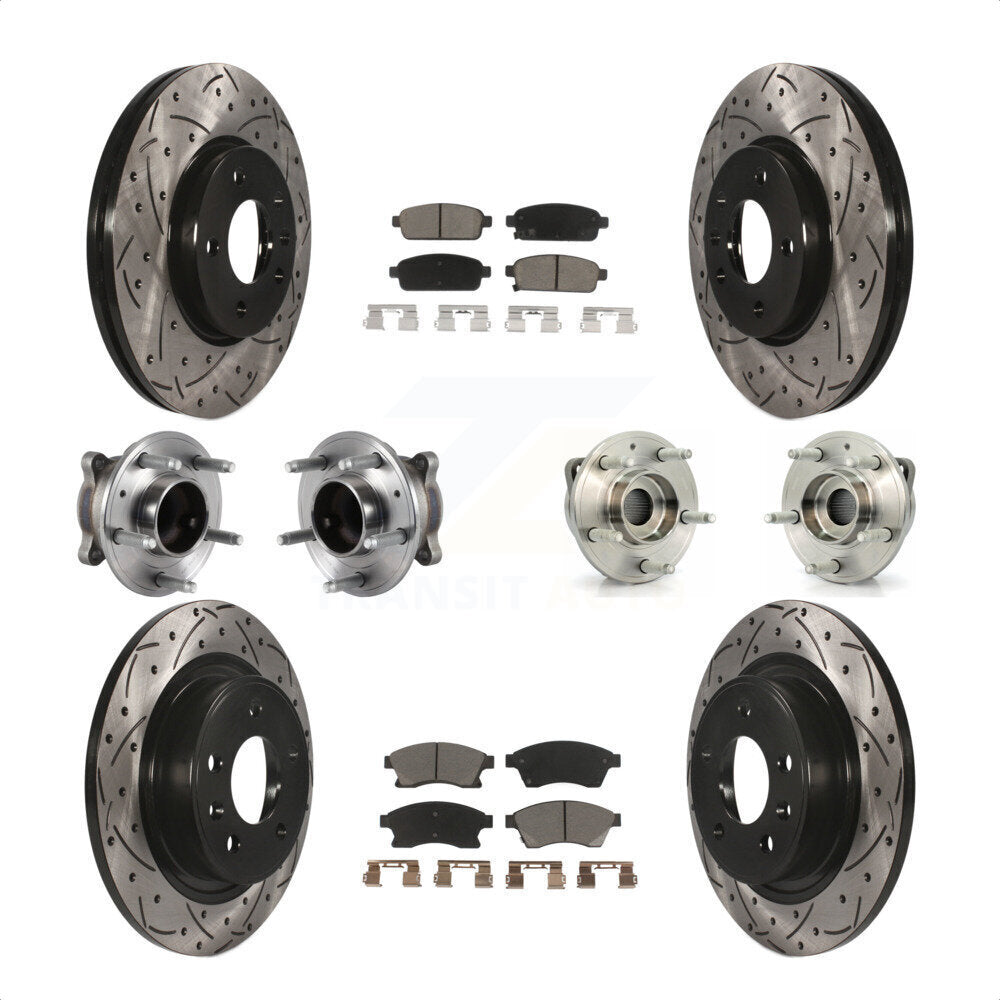 Front Rear Hub Bearings Assembly Coated Disc Brake Rotors And Ceramic Pads Kit (10Pc) For Chevrolet Cruze Buick Verano Volt KBB-120059 by Transit Auto