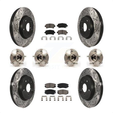 Front Rear Hub Bearings Assembly Coated Disc Brake Rotors And Ceramic Pads Kit (10Pc) For 2018-2019 Chevrolet Impala KBB-120066 by Transit Auto