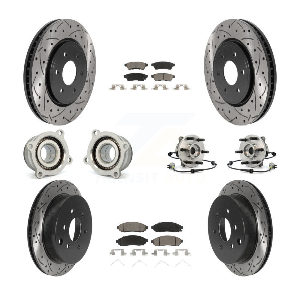 Front Rear Hub Bearings Assembly Coated Disc Brake Rotors And Ceramic Pads Kit (10Pc) For Nissan Frontier Xterra Suzuki Equator KBB-120073 by Transit Auto