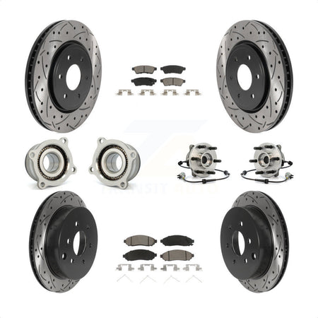 Front Rear Hub Bearings Assembly Coated Disc Brake Rotors And Ceramic Pads Kit (10Pc) For Nissan Frontier Xterra Suzuki Equator KBB-120073 by Transit Auto