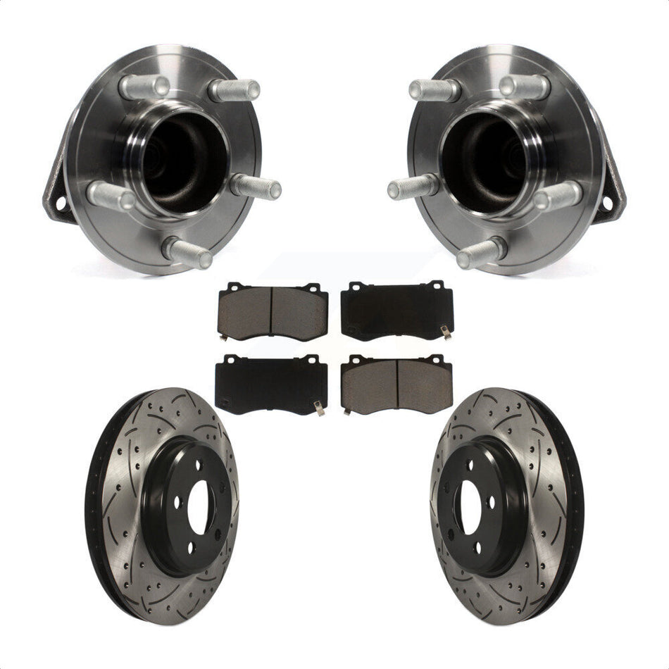 Front Hub Bearing Assembly With Coated Drilled Slotted Disc Brake Rotors And Ceramic Pads Kit For 2019 Dodge Charger GT with RWD Brembo Brakes KBB-120288 by Transit Auto