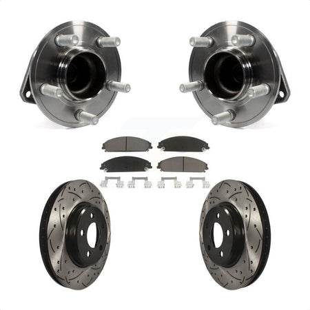 Front Hub Bearing Assembly With Coated Drilled Slotted Disc Brake Rotors And Ceramic Pads Kit For Dodge Charger Chrysler 300 Challenger KBB-120289 by Transit Auto
