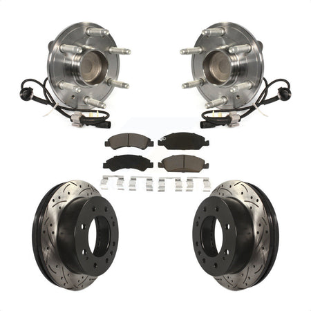 Front Hub Bearing Assembly With Coated Drilled Slotted Disc Brake Rotors And Ceramic Pads Kit For 2018-2019 Chevrolet Suburban RWD 8 Lug Wheels KBB-120325 by Transit Auto