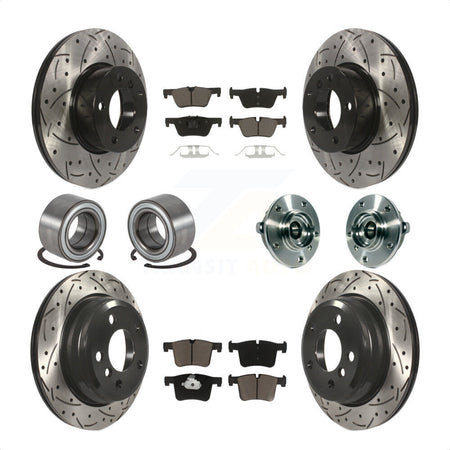 Front Rear Wheel Hub Bearings Assembly Coated Disc Brake Rotors And Ceramic Pads Shoes Kit (10Pc) For BMW 328i xDrive 320i 428i Gran Coupe 328d GT KBB-120407 by Transit Auto