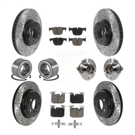 Front Rear Wheel Hub Bearings Assembly Coated Disc Brake Rotors And Ceramic Pads Shoes Kit (10Pc) For BMW 340i 435i Gran Coupe ActiveHybrid 3 KBB-120414 by Transit Auto