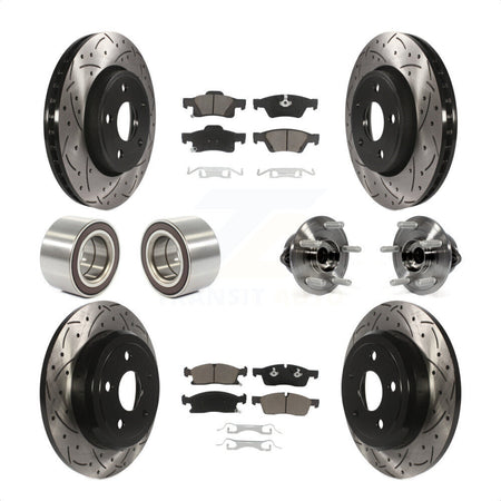 Front Rear Wheel Hub Bearings Assembly Coated Disc Brake Rotors And Ceramic Pads Shoes Kit (10Pc) For Dodge Durango KBB-120467 by Transit Auto