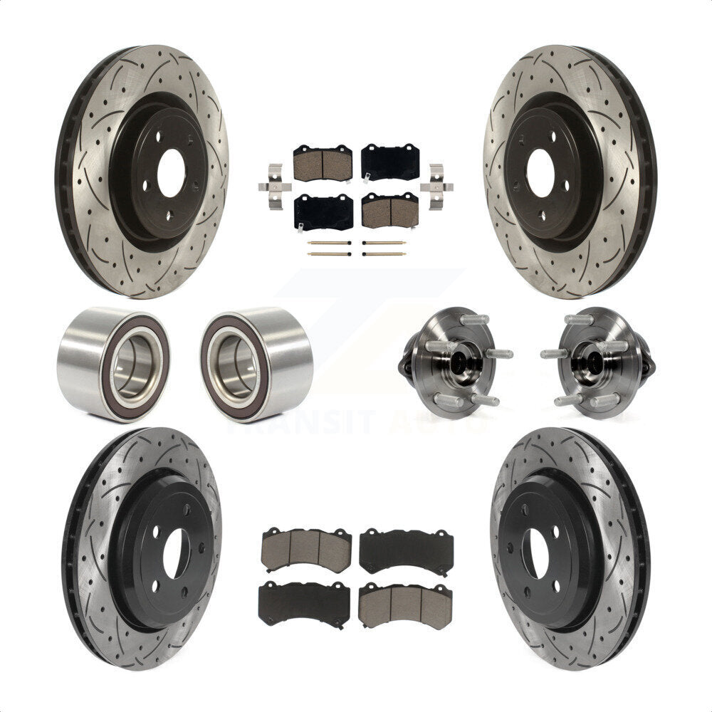 Front Rear Wheel Hub Bearings Assembly Coated Disc Brake Rotors And Ceramic Pads Shoes Kit (10Pc) For Jeep Grand Cherokee Dodge Durango KBB-120469 by Transit Auto
