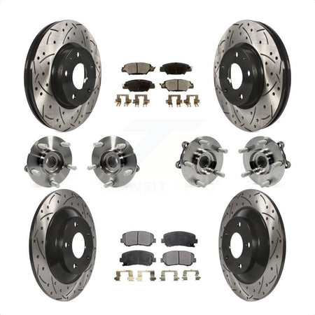 Front Rear Hub Bearings Assembly Coated Disc Brake Rotors And Ceramic Pads Kit (10Pc) For 2015 Mazda CX-5 AWD With Electric Parking KBB-120498 by Transit Auto