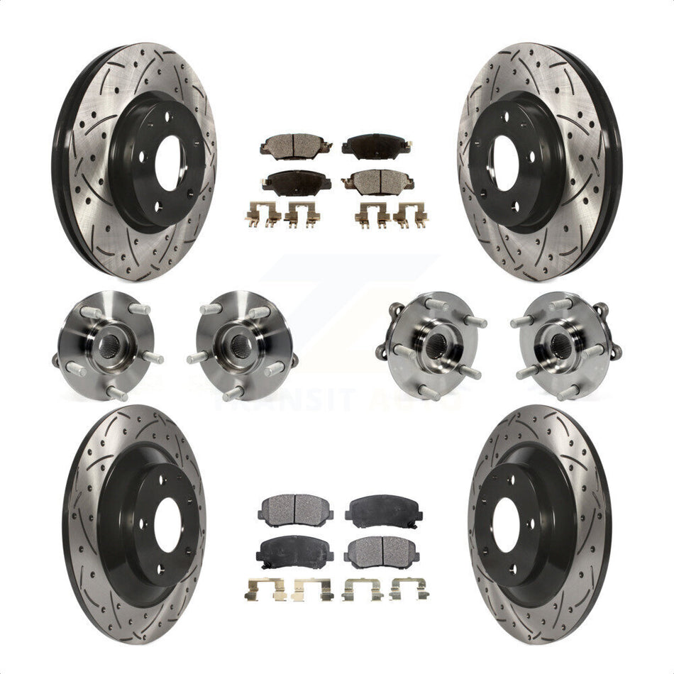 Front Rear Hub Bearings Assembly Coated Disc Brake Rotors And Ceramic Pads Kit (10Pc) For 2015 Mazda CX-5 AWD With Electric Parking KBB-120498 by Transit Auto