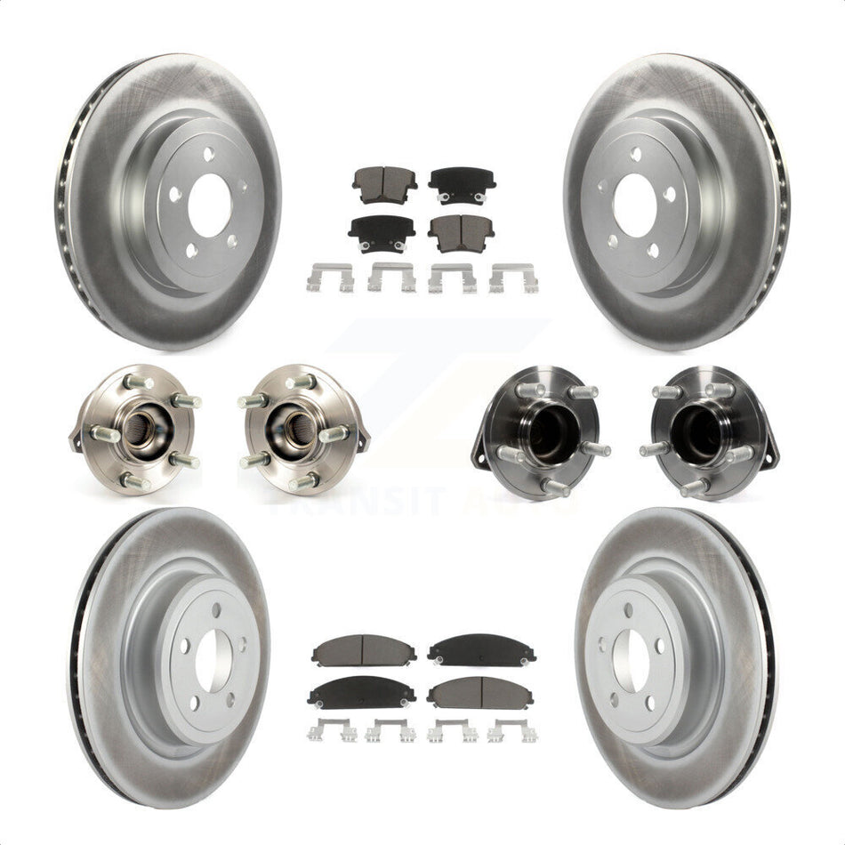 Front Rear Hub Bearings Assembly Coated Disc Brake Rotors And Ceramic Pads Kit (10Pc) For 2012-2013 Dodge Charger R T SE with RWD 5.7L With Police Package KBB-120590 by Transit Auto