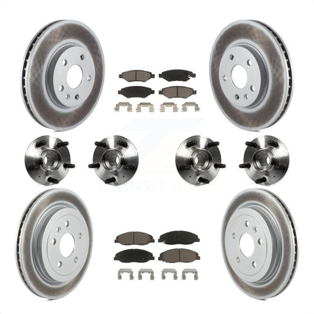 Front Rear Hub Bearings Assembly Coated Disc Brake Rotors And Ceramic Pads Kit (10Pc) For 2012-2013 Cadillac CTS V With 315mm Diameter Rotor KBB-120599 by Transit Auto