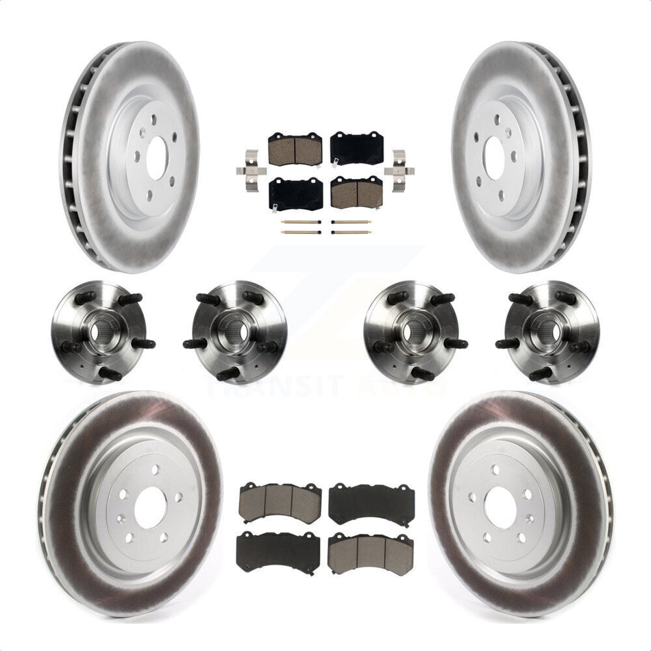 Front Rear Hub Bearings Assembly Coated Disc Brake Rotors And Ceramic Pads Kit (10Pc) For 2014 Chevrolet Camaro ZL1 KBB-120622 by Transit Auto
