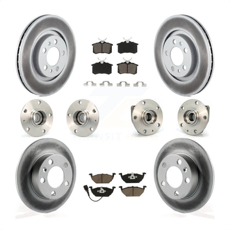 Front Rear Hub Bearings Assembly Coated Disc Brake Rotors And Ceramic Pads Kit (10Pc) For Volkswagen Golf City KBB-120632 by Transit Auto