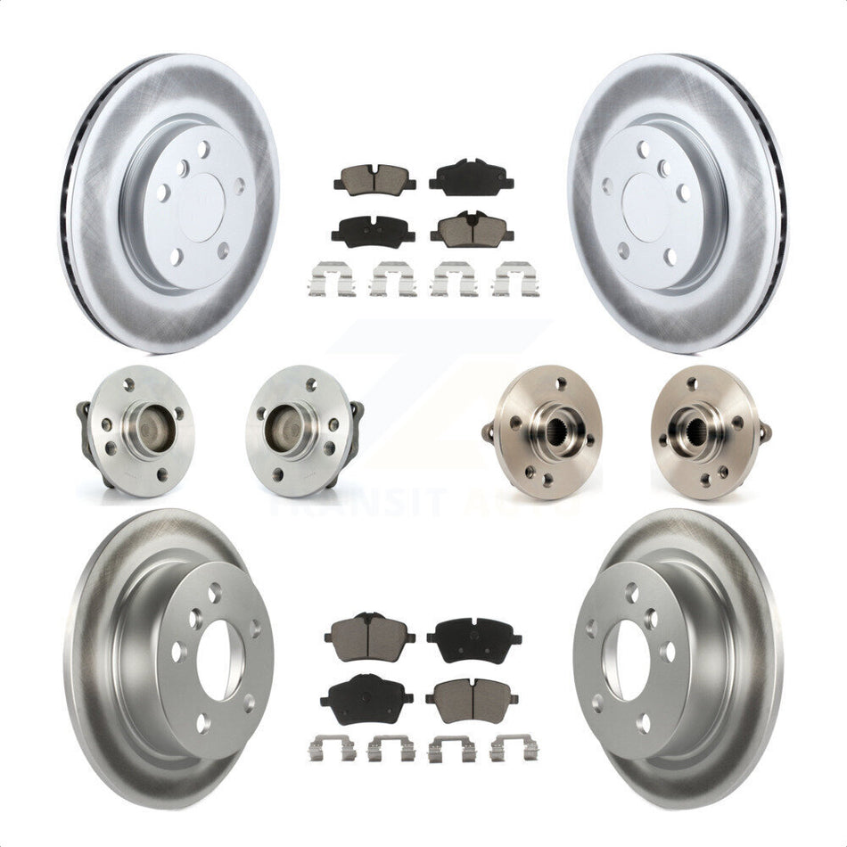 Front Rear Hub Bearing Assembly Coated Disc Brake Rotor And Ceramic Pad Kit (10Pc) For 2015 Mini Cooper Convertible with 2.0L 1.5L With 294mm Diameter 5 Lug Wheels KBB-120642 by Transit Auto