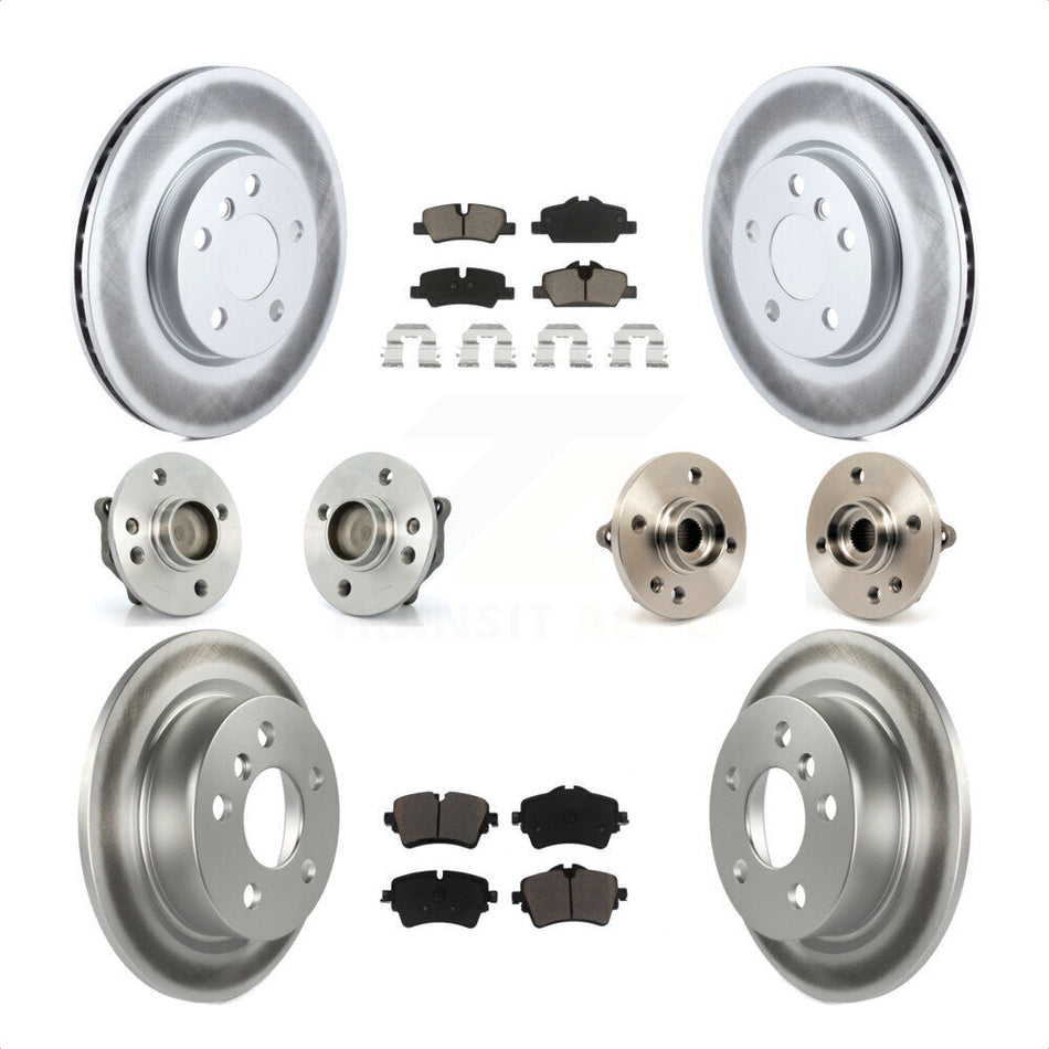 Front Rear Hub Bearing Assembly Coated Disc Brake Rotor And Ceramic Pad Kit (10Pc) For 2015 Mini Cooper Convertible with 2.0L 1.5L With 294mm Diameter 5 Lug Wheels KBB-120643 by Transit Auto