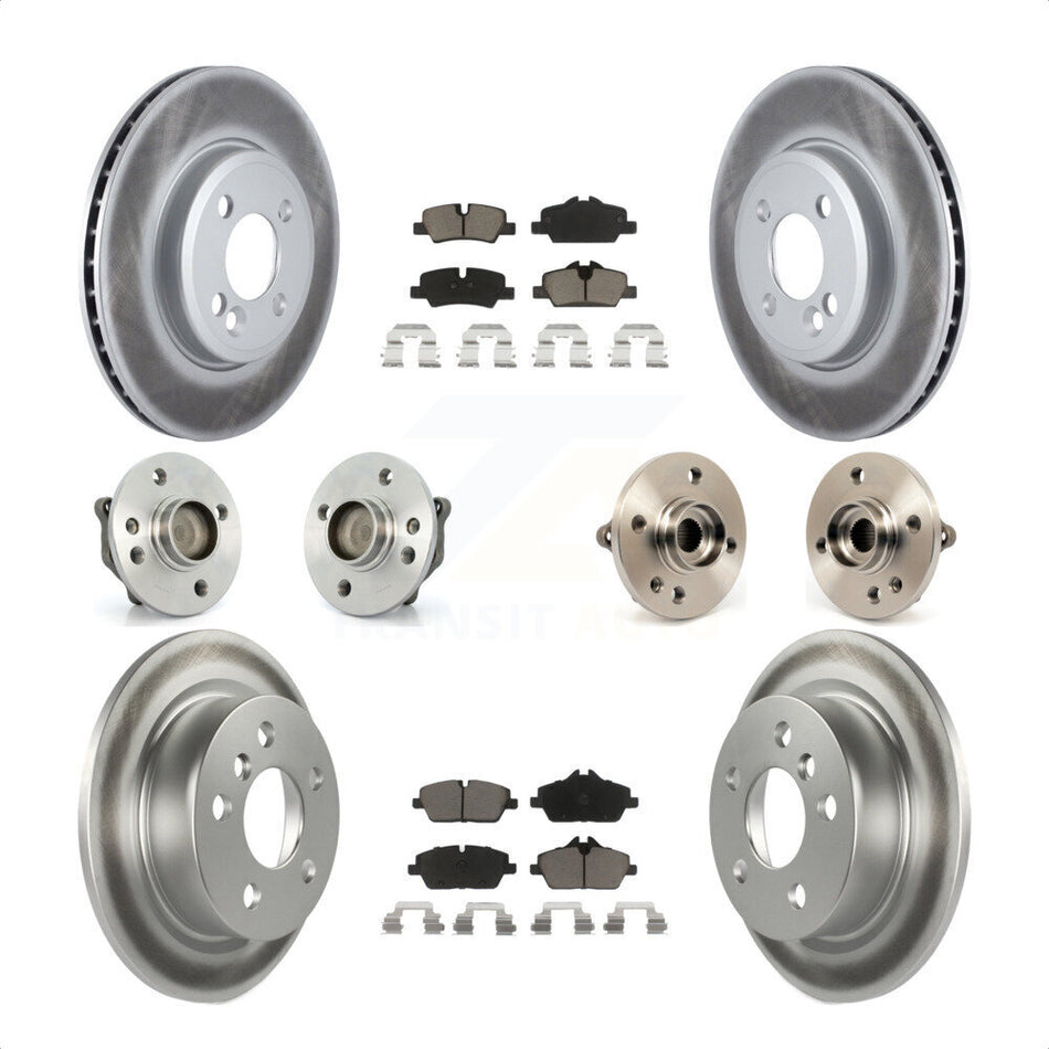Front Rear Hub Bearing Assembly Coated Disc Brake Rotor And Ceramic Pad Kit (10Pc) For 2015 Mini Cooper Convertible with 2.0L 1.5L With 280mm Diameter 4 Lug Wheels KBB-120645 by Transit Auto