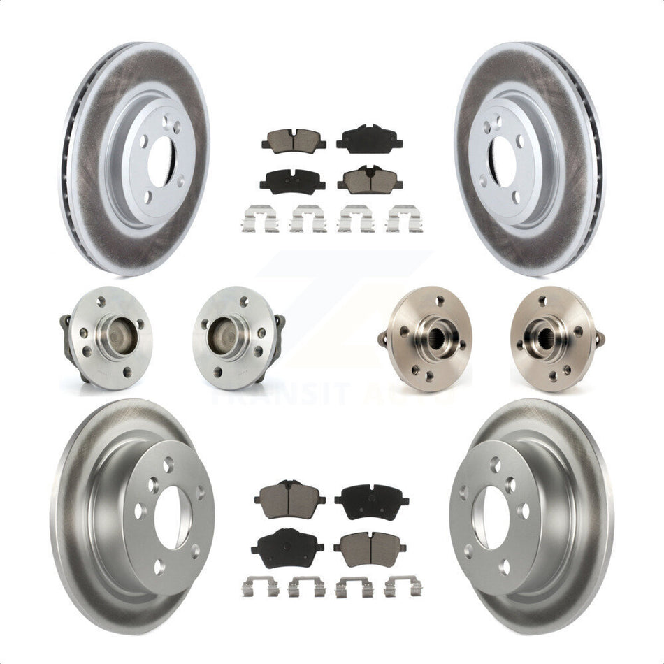 Front Rear Hub Bearing Assembly Coated Disc Brake Rotor And Ceramic Pad Kit (10Pc) For 2015 Mini Cooper Convertible with 2.0L 1.5L With 294mm Diameter 4 Lug Wheels KBB-120646 by Transit Auto