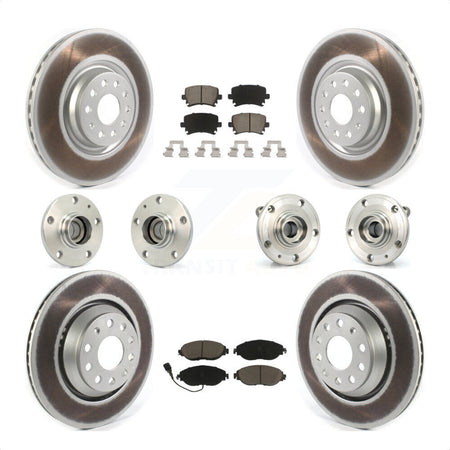 Front Rear Hub Bearings Assembly Coated Disc Brake Rotors And Ceramic Pads Kit (10Pc) For 2016 Volkswagen CC AWD KBB-120731 by Transit Auto