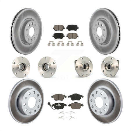 Front Rear Hub Bearings Assembly Coated Disc Brake Rotors And Ceramic Pads Kit (10Pc) For 2008 Audi A3 FWD From Chassis VIN #8P8057779 KBB-120733 by Transit Auto