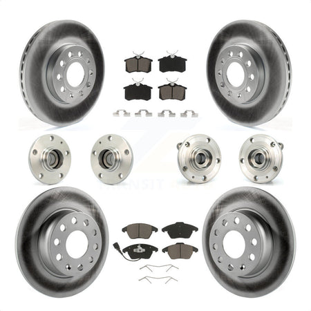 Front Rear Hub Bearings Assembly Coated Disc Brake Rotors And Ceramic Pads Kit (10Pc) For 2014 Volkswagen Beetle Sportline with 2.0L With 272mm Diameter Rotor KBB-120744 by Transit Auto