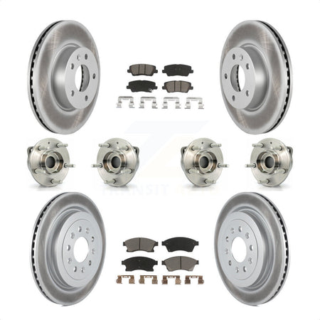Front Rear Hub Bearings Assembly Coated Disc Brake Rotors And Ceramic Pads Kit (10Pc) For 2013-2015 Cadillac ATS AWD With 300mm Diameter Rotor KBB-120758 by Transit Auto