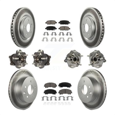 Front Rear Hub Bearings Assembly Coated Disc Brake Rotors And Ceramic Pads Kit (10Pc) For Nissan Rogue KBB-120783 by Transit Auto