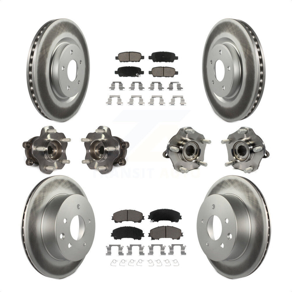 Front Rear Hub Bearings Assembly Coated Disc Brake Rotors And Ceramic Pads Kit (10Pc) For Nissan Rogue KBB-120783 by Transit Auto
