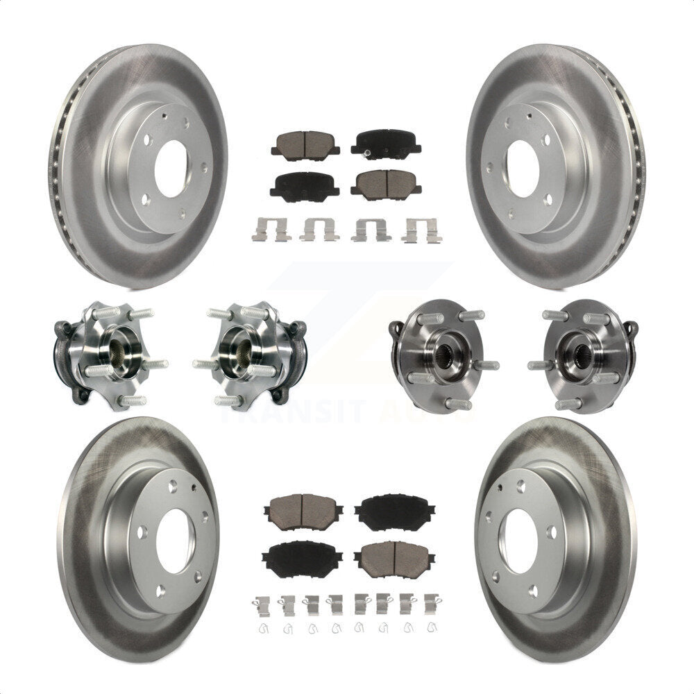Front Rear Hub Bearings Assembly Coated Disc Brake Rotors And Ceramic Pads Kit (10Pc) For Mazda 3 Sport 2.5L KBB-120811 by Transit Auto