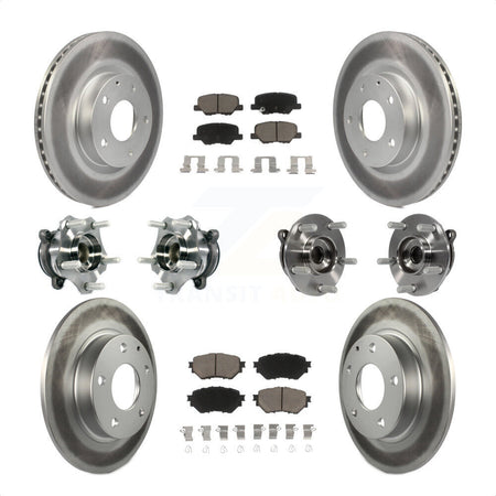 Front Rear Hub Bearings Assembly Coated Disc Brake Rotors And Ceramic Pads Kit (10Pc) For Mazda 3 Sport 2.5L KBB-120811 by Transit Auto
