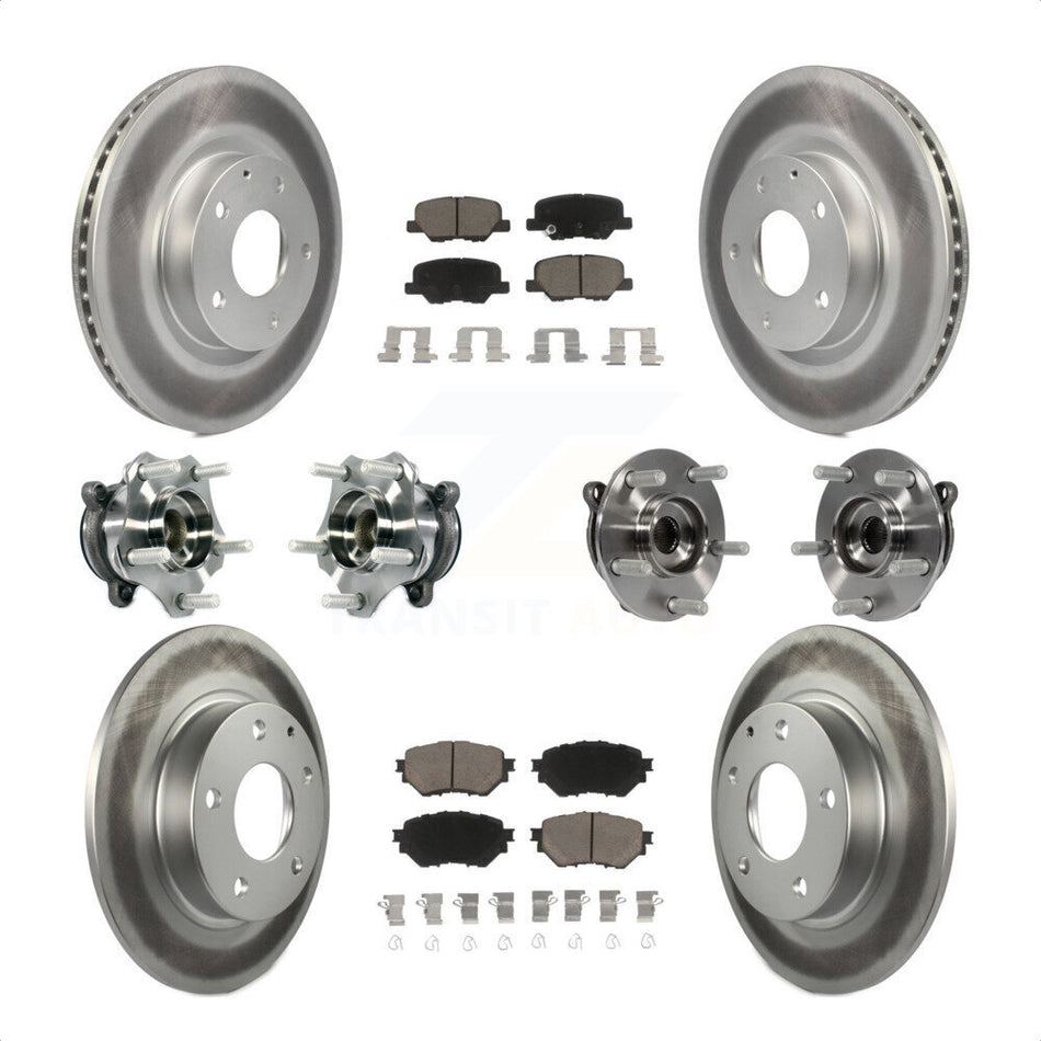 Front Rear Hub Bearings Assembly Coated Disc Brake Rotors And Ceramic Pads Kit (10Pc) For Mazda 3 Sport 2.5L KBB-120811 by Transit Auto